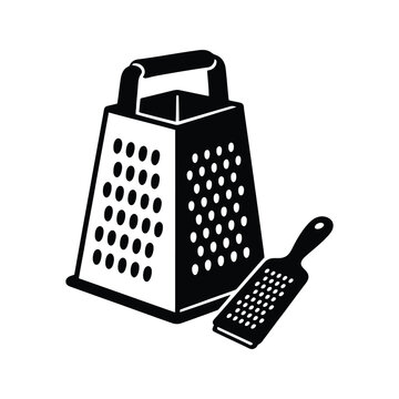 Four-sided grater with a handheld zester on a white background for kitchen food preparation