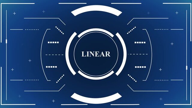 futuristic blue hud interface with Linear text animation, circular targeting frame and digital technology overlay