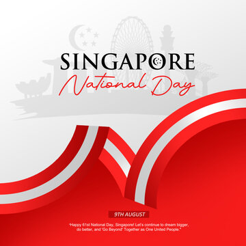 Modern 61st Singapore National Day 2026 Patriotic Skyline Background for Corporate Greeting, Social Media Post, Celebration Banner, Event poster and Corporate Communication. 