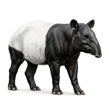 Black and white tapir mammal with distinctive color pattern illustration