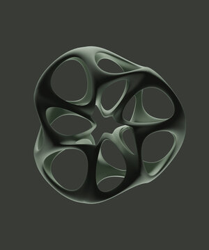 Abstract modern 3D shape against gray background