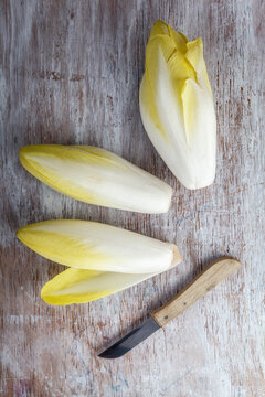 Three chicories and kitchen knife