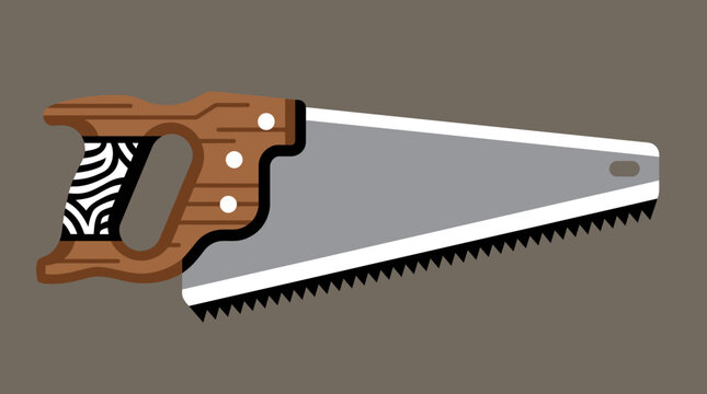 Hand saw with wooden handle and zebra pattern
