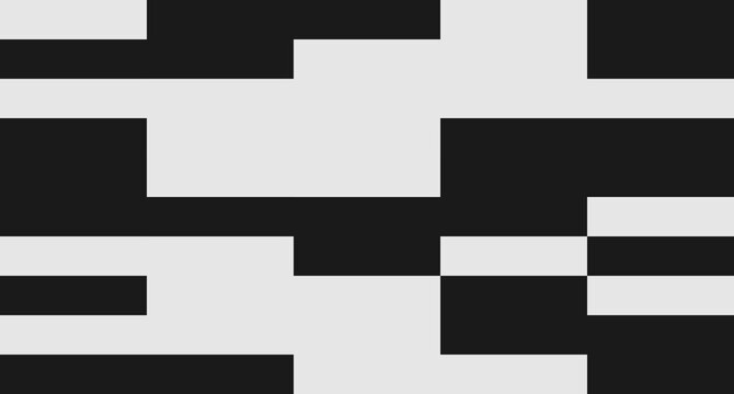 A minimalist abstract design of alternating black and white rectangles forming a bold geometric composition.