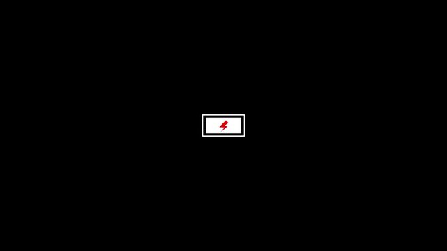 Modern electronic battery charging alert animation for video overlay 4k video