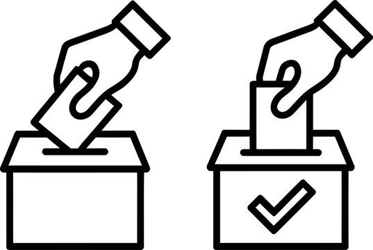 Person voting with hand and ballot box illustration