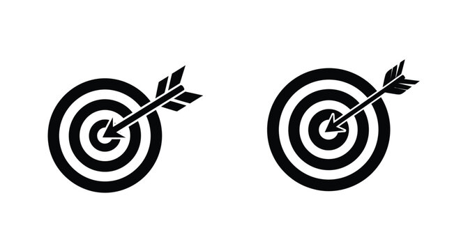 Target With Arrow Silhouette On White Background Vector Illustration