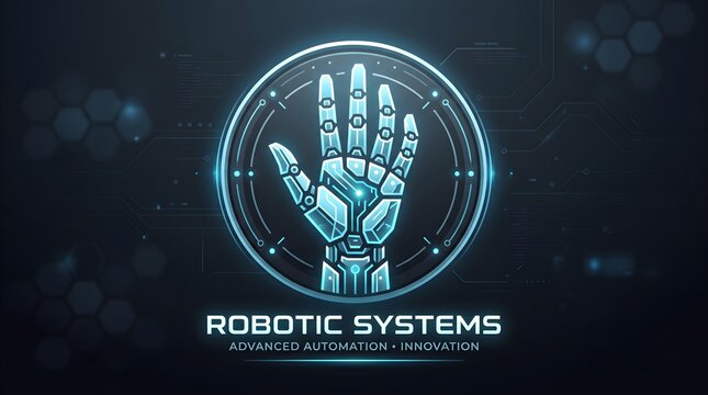 Robotic Hand Emblem Futuristic Minimal Technology Vector Icon