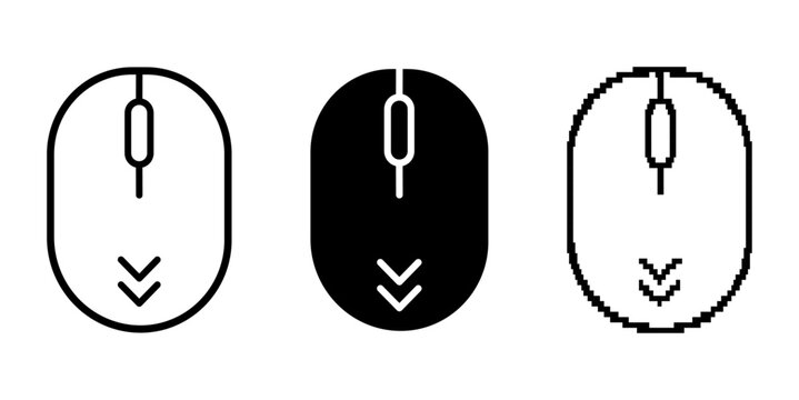computer mouse scroll icon vector set