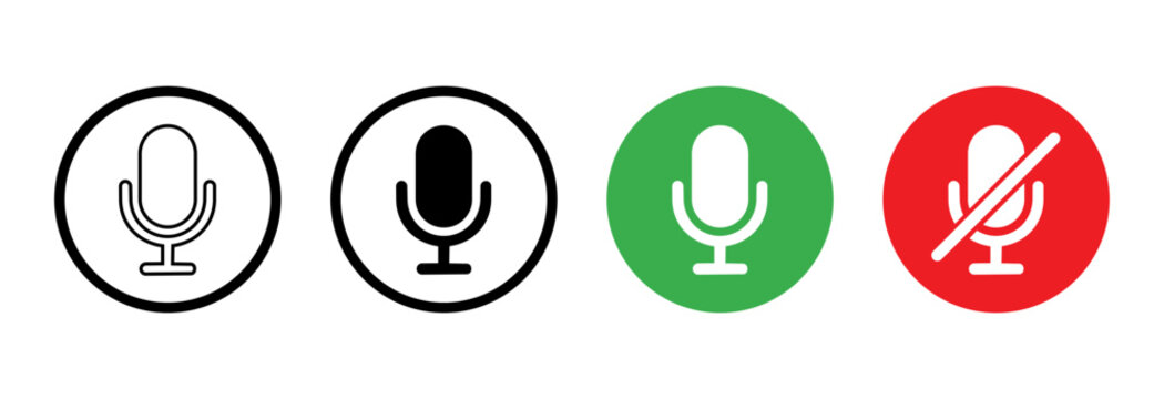 microphone voice recording mute icon set
