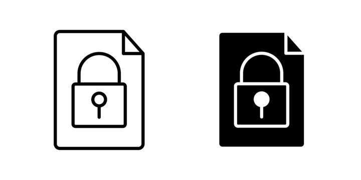 Encrypted File Icon for secure document protection encrypted storage and data privacy use in UI UX websites apps and systems Vector illustration with stroke and fill on a white background.