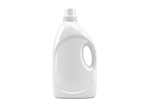 Blank white plastic laundry detergent bottle with detergent, container