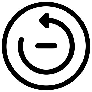 Minimalist black line svg icon of reset button with simple black button arrow indicator restart refresh recycle reload reboot symbol with undo