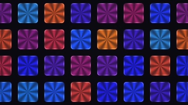 Rows of colorful geometric shapes arranged in a grid
