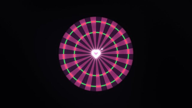 Colorful heart pattern with vibrant lines and circles in motion