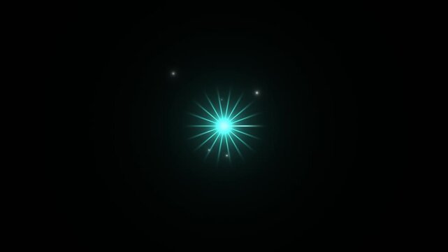 Bright glowing star in dark space with floating particles