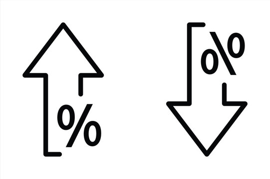 Isolated percentage arrow vector icon in line style. Business concept illustration.
