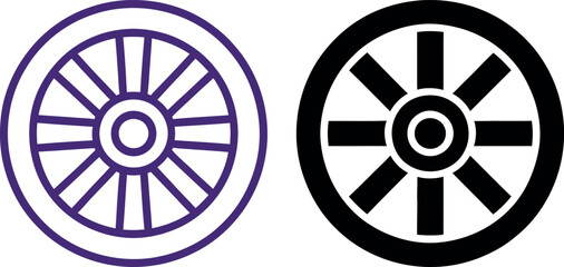 Vintage style wagon wheel and modern car wheel design comparison © HappyArt