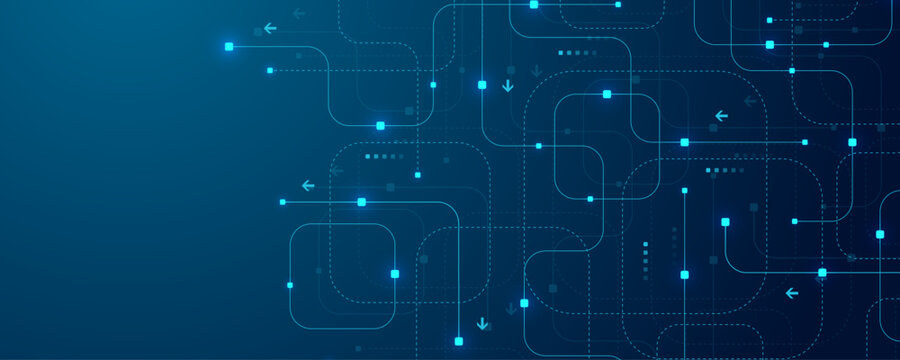Motherboard technology circuit board background texture design. Creative idea AI banner concept for internet technology. Digital motherboard concept for poster, cover, banner, header, web template