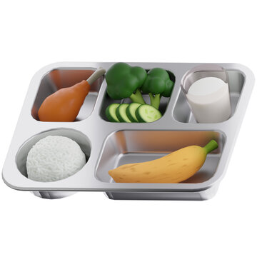 Healthy School Lunch Tray 3D Icon