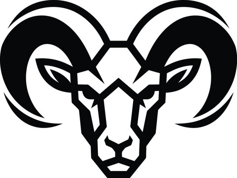 Abstract illustration of a ram head with geometric lines.