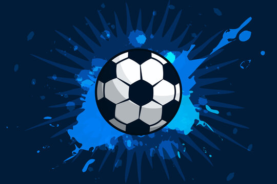 Dynamic soccer ball bursting with energy on abstract background. Perfect for sport posters, tournament banners, or football event graphics with explosive motion effects.