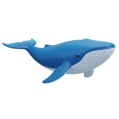 Fototapeta premium Blue whale marine mammal isolated on white background with blue ocean