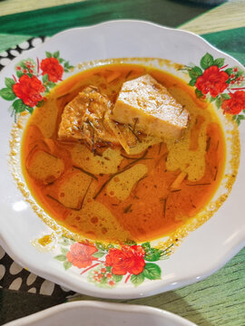 Indonesian spiced jackfruit stew gulai nangka served on a plate