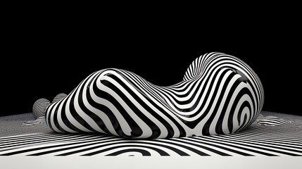 Obraz premium Abstract Black and White Wavy Zebra Striped Form