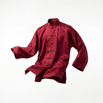 Chinese 90s Tang Jacket Floating on White Background