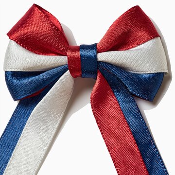 Satin Ribbon Bow with Patriotic Colors and Droplets