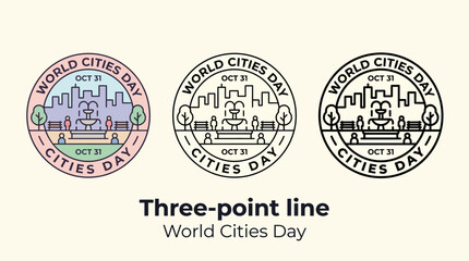 Obraz premium World Cities Day Stamp Design - Urban Landscape Illustration
