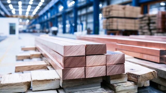 Precision Machined Copper Busbars Displayed in Industrial Warehouse for Electrical Applications