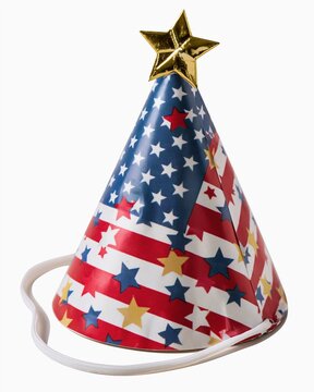 American Flag Themed Party Hat with Star Decoration