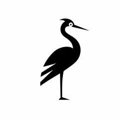 Obraz premium Stylized Silhouette of a Standing Crane Bird.