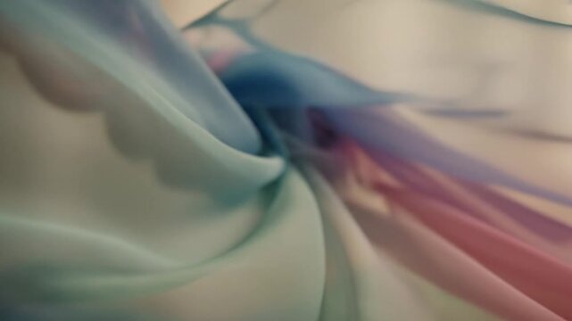 Blurred hand holding delicate rolled gradient fabric rosette