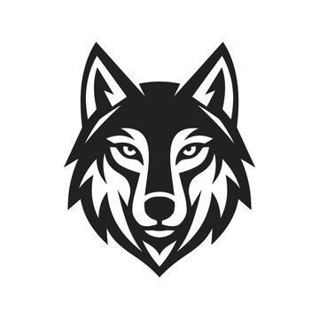 Stylized Wolf Head Logo Design Vector Illustration.