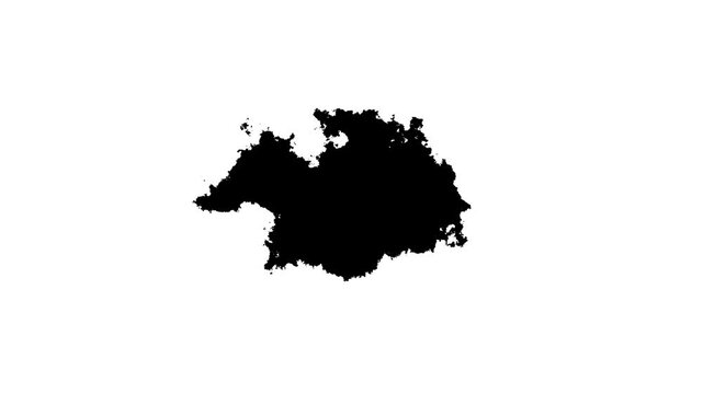 Small irregular black ink blotch shape on a white background abstract blob
