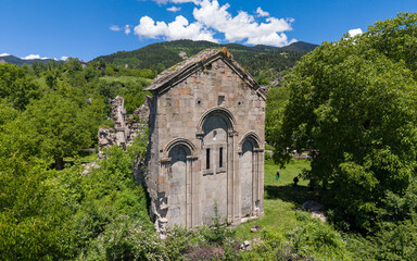 Fototapeta premium Historic Tbeti Church in Cevizli Village Savsat Artvin Turkey Featuring Medieval Georgian Stone Architecture in the Black Sea Mountains