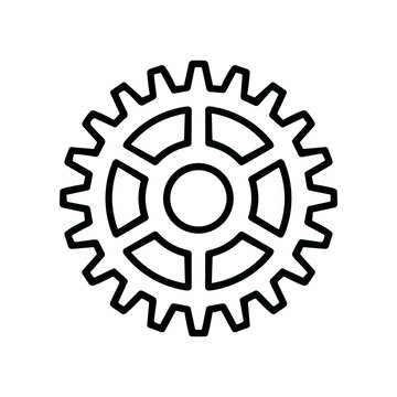 Black and white gear icon.
