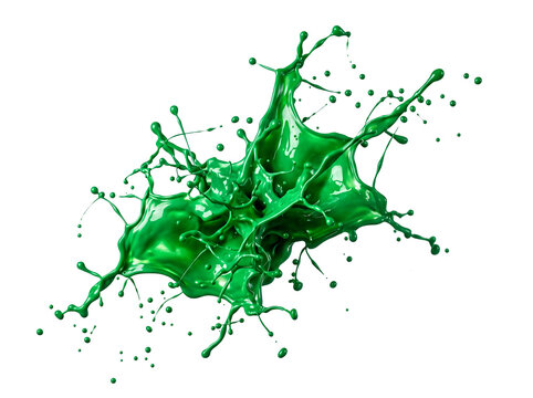 A splash of green color isolated with transparency. AI generated.