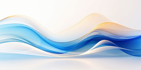 Fototapeta premium Abstract blue and gold wave design with smooth, flowing curves creating a sense of motion and elegance.