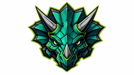 Green Triceratops Dinosaur Head Illustration. © greenscreen