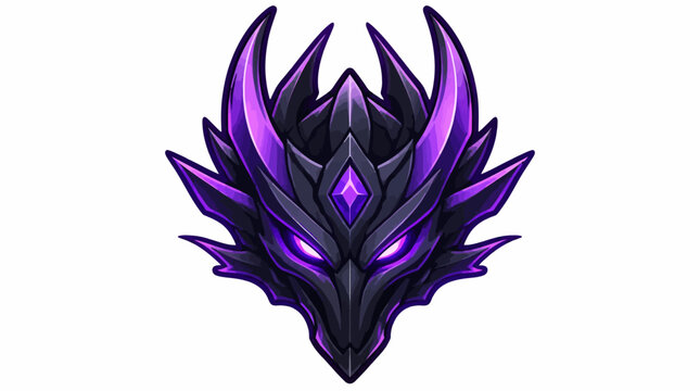 Mysterious Dark Dragon Head with Glowing Purple Eyes.