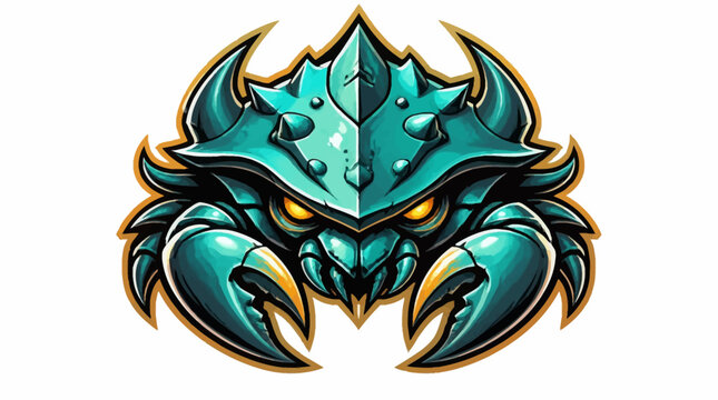 Stylized Teal Crab Creature with Glowing Eyes and Sharp Claws.