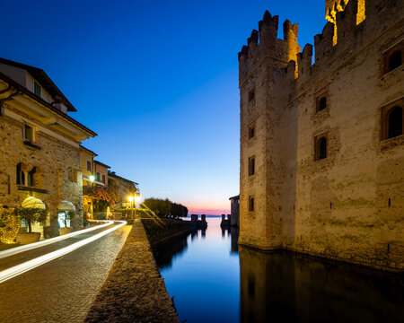 Scaliger Castle at Blue Hour in Sirmione, Lake Garda, Italy