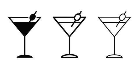 Martini glass kiosk icon silhouette vector outline and line art © MD