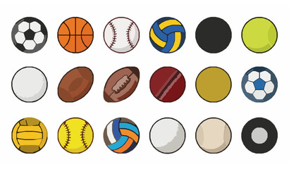 Obraz premium Premium Sports Balls Icon Pack with Athletic Competition Equipment Vector Collection