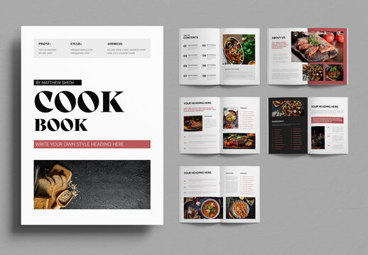 Modern Cookbook Magazine Template For Restaurant Publishing