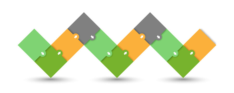 Infographic template. Minimalist timeline layout with 11 colorful square blocks